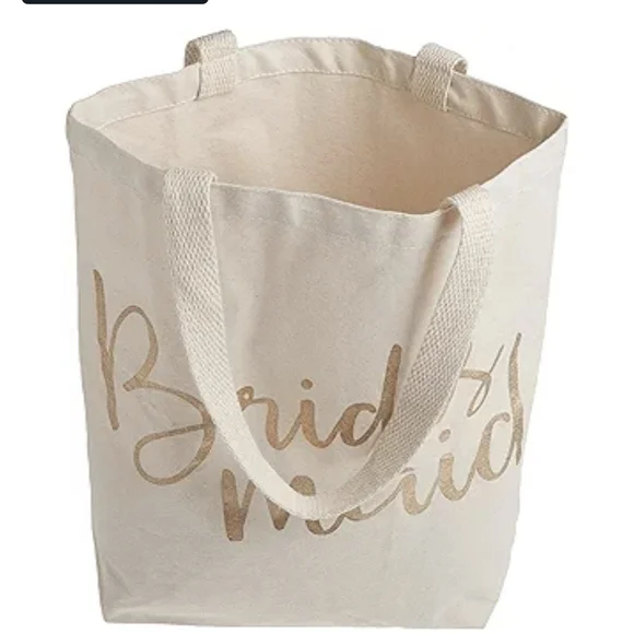 Mud Pie Bridesmaid Canvas Tote Bag - Cream and Gold - Picture 7 of 7